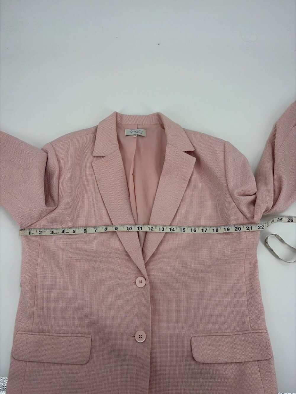 WAYF Light Academia Notch Lapel Blazer Blush Pink Womens Large Metallic Thread - Picture 7 of 9